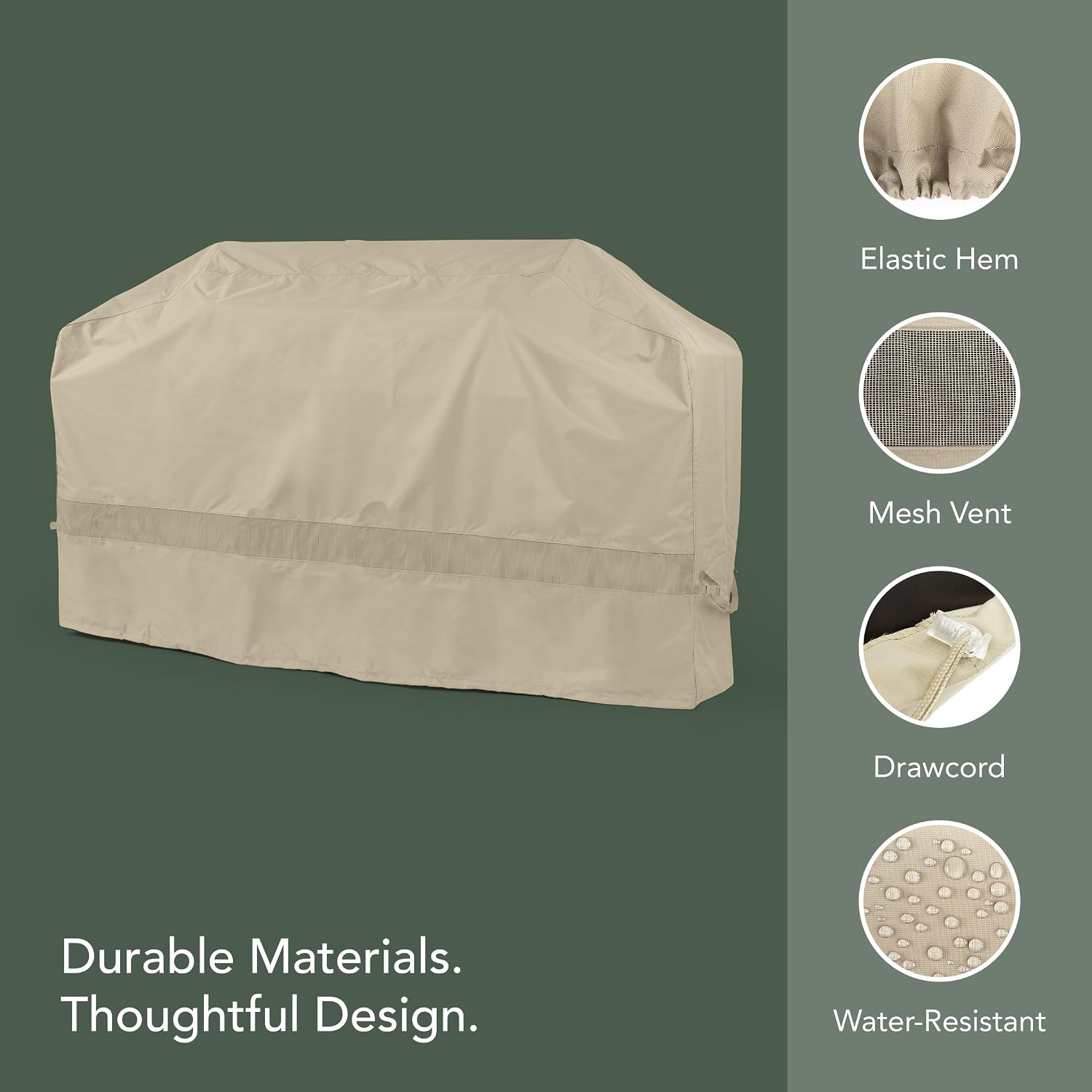 Covermates Elite Island Grill Cover - Weather-Resistant BBQ Grill Protection, Heavy-Duty Outdoor Cover with Mesh Vents for Year-Round All-Weather Durability, 86 Inch, Khaki