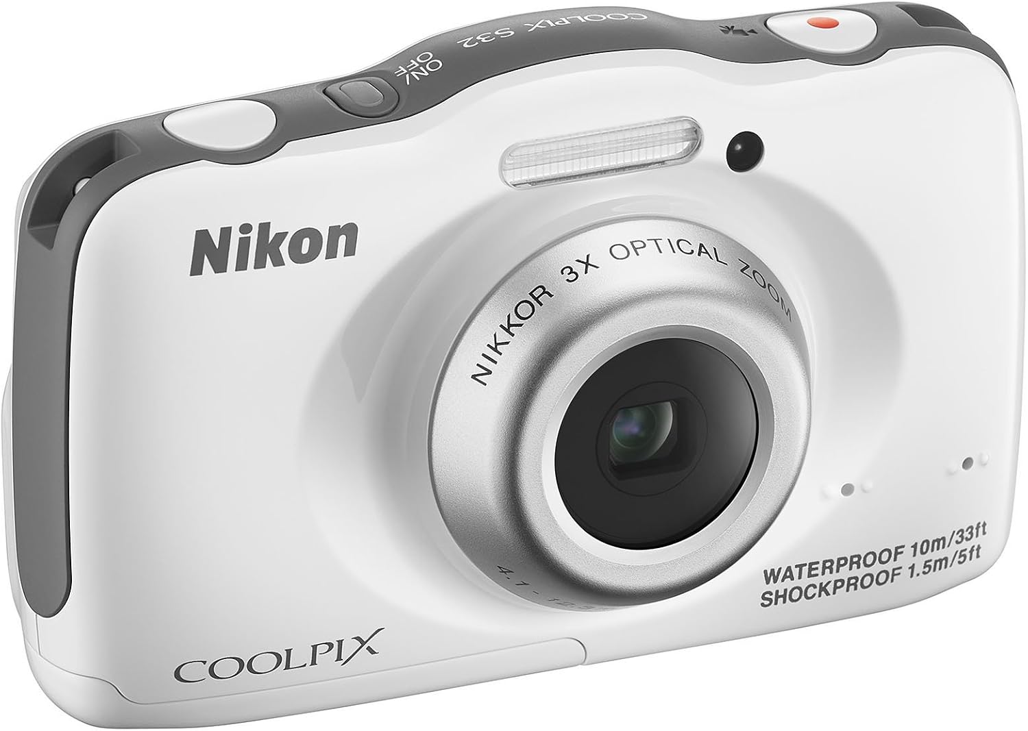 Nikon COOLPIX S32 Waterproof Shockproof Compact Digital Camera - White