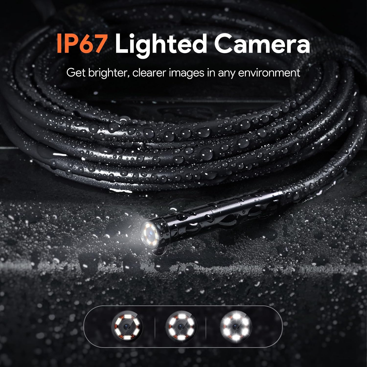 DEPSTECH 50ft Sewer Camera, 1080P HD Triple Lens Borescope, 5' IPS Screen Endoscope with Light, IP67 Waterproof Plumbing Drain Pipe Snake Inspection Camera with 32G Card, Carry Case