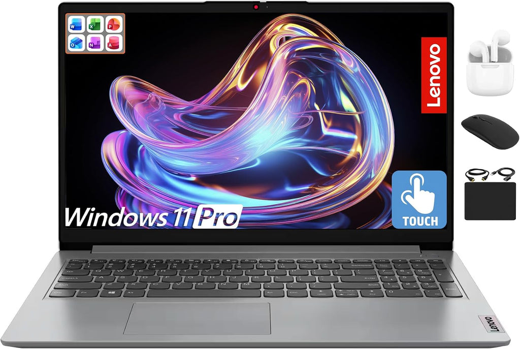 Lenovo IdeaPad Laptop 2025 Flagship 15.6' FHD IPS Touchscreen Computer, 16GB RAM, 1TB Storage (500GB SSD + 500GB Ext.), 6-Core Intel i3, WiFi 6, HubxcelAccessory, Win 11 Pro with Lifetime MS Office