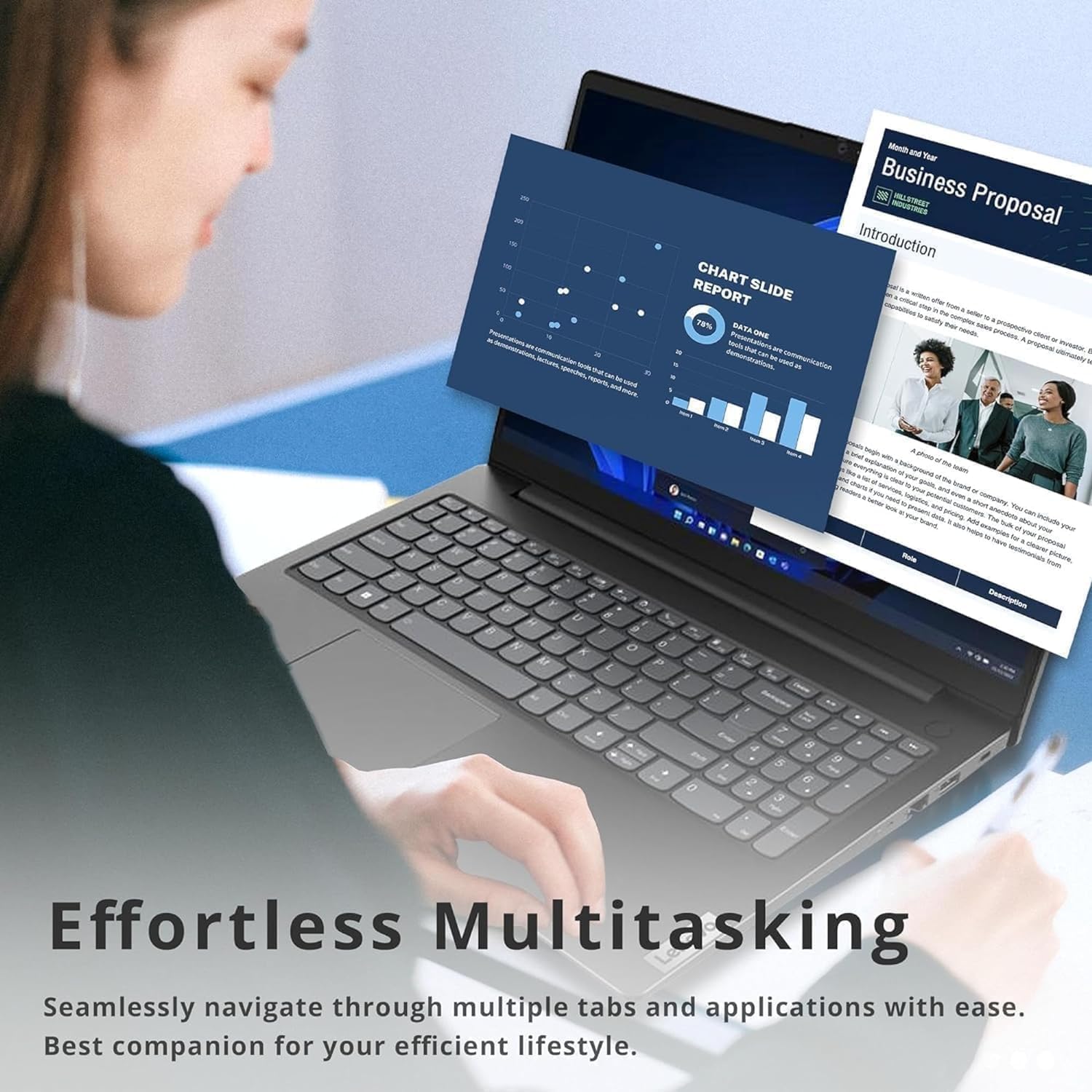 Lenovo New V15 Series Laptop • 32GB RAM • 512GB SSD • 15.6 FHD (1920x1080) Anti-Glare Display • Low-Blue Light • Intel Celeron N4500 CPU • Ethernet Port • Upto 12 Hours Battery • Win 11 Pro • WOWPC
