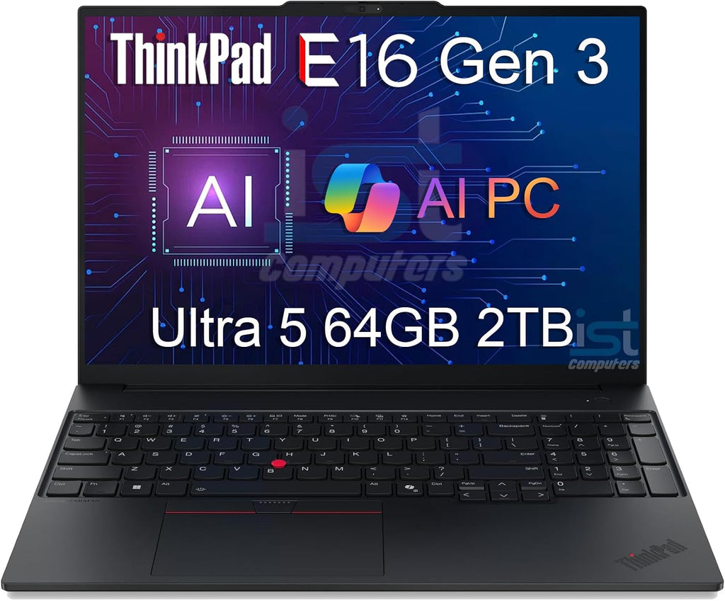 Lenovo ThinkPad E16 Gen 3 Business AI PC Laptop (16' FHD+ Anti-Glare, Intel 12-Core Ultra 5 225U (> i7-1365U), 64GB DDR5, 2TB SSD) Fingerprint, 1080P IR Webcam, Thunderbolt 4, Win 11 Pro w/ Copilot