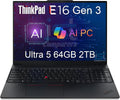 Lenovo ThinkPad E16 Gen 3 Business AI PC Laptop (16' FHD+ Anti-Glare, Intel 12-Core Ultra 5 225U (> i7-1365U), 64GB DDR5, 2TB SSD) Fingerprint, 1080P IR Webcam, Thunderbolt 4, Win 11 Pro w/ Copilot