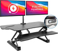 Mount-It! Electric Standing Desk Converter with Dual Monitor Arm, Stand Up Desk Riser X-Large 47.2' Wide, Electric Desk Riser with Mount for 2 Screens (Max 32'), Desktop with Keyboard Tray, USB, Black