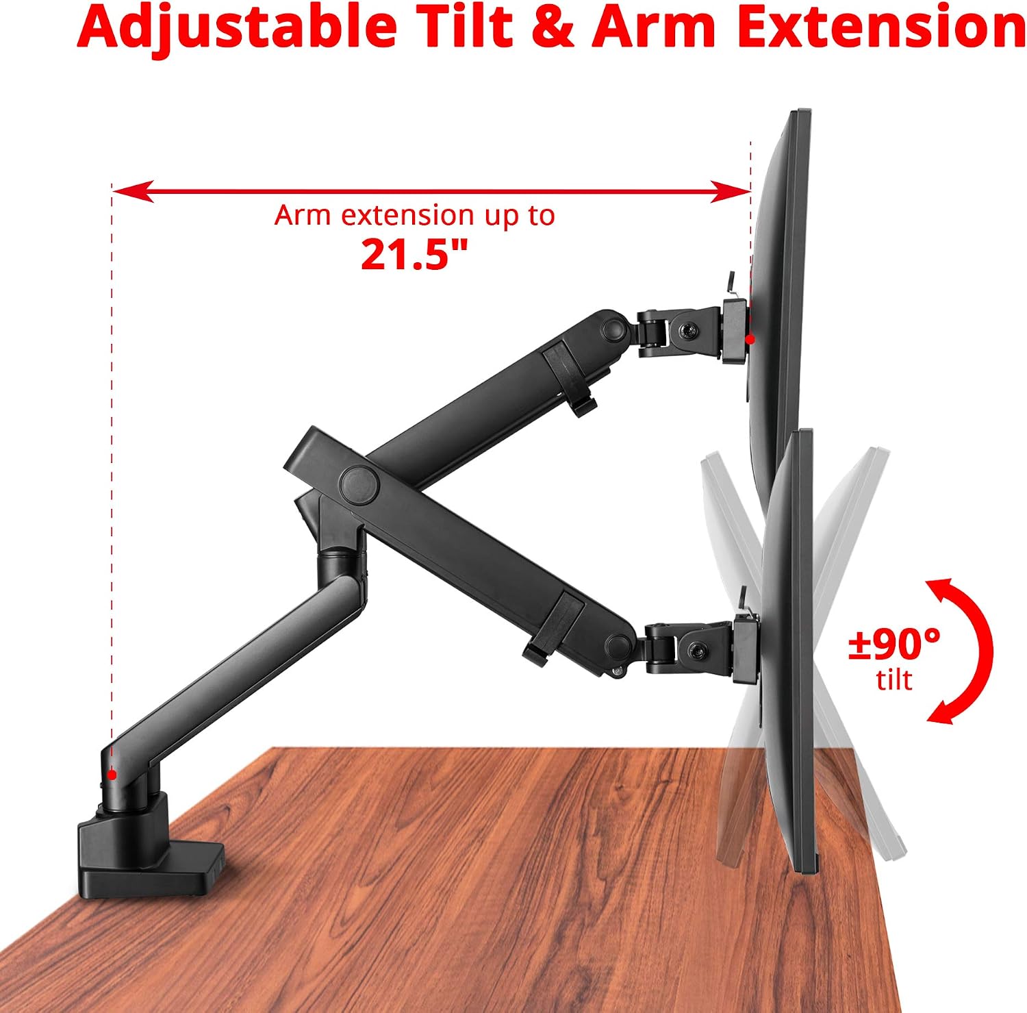 SIIG Aluminum Mechanical Dual Monitor Arm Mount - Height Adjustable Desk Mount for 17in to 32in Screens - 17.6lbs Each Arm - VESA 75x75mm 100x100mm, Black