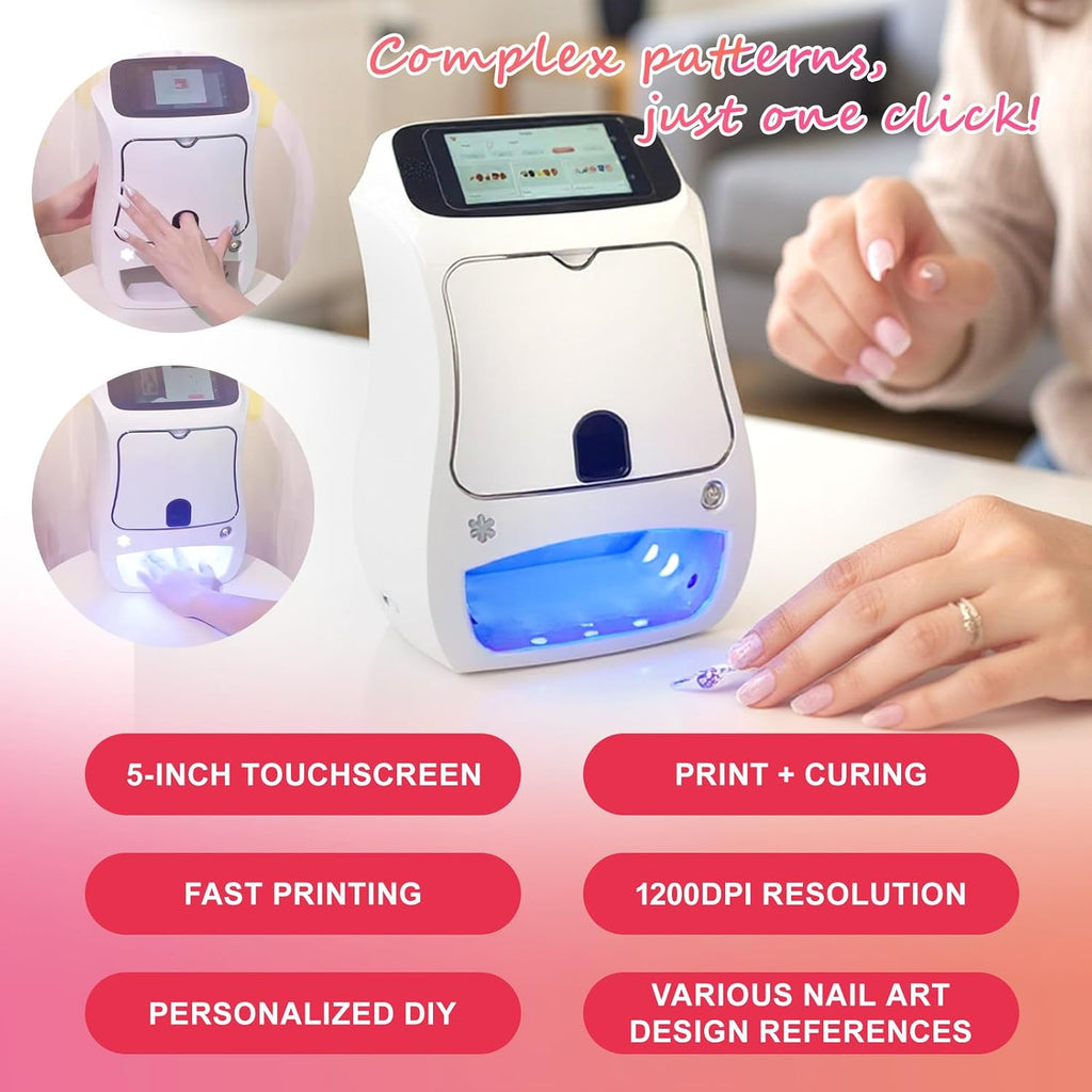 Nail Art Printer Machine - Digital Nail Design Machine Printer that Comes W/Over 800 Pictures of Nail |All-in-1 Automatic Nail Art Machine-30s Done, for Girls' Home Nails Machine