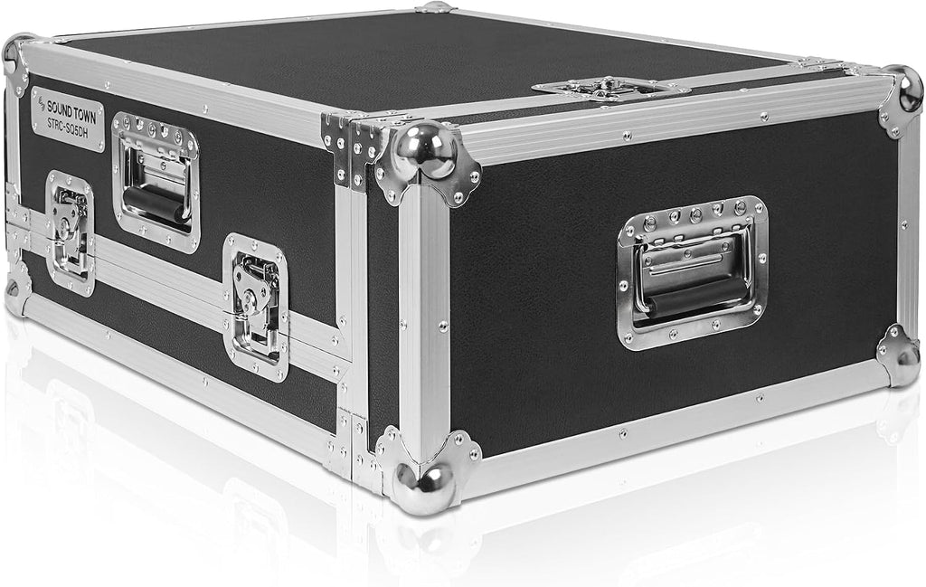 Sound Town ATA Plywood Mixer Case for Allen & Heath SQ5 with Interior Foam Protection, Doghouse, Caster Wheels and Removable 5/8 Inch Birch Plywood Tray (STRC-SQ5DH)