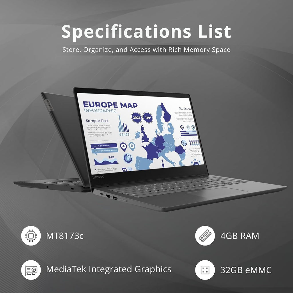 Lenovo Chromebook S330 14' HD Business Laptop, MediaTek MT8173C Processor, MediaTek Integrated Graphics, 4GB LPDDR3 RAM, 32GB eMMC, Wi-Fi 5, HD Webcam, Chrome OS, Black, 128GB Hotface USB Card
