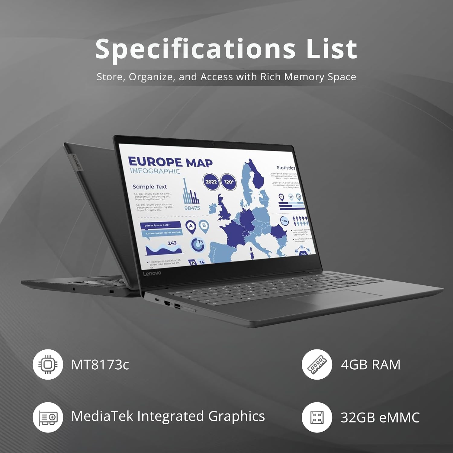 Lenovo Chromebook S330 14' HD Business Laptop, MediaTek MT8173C Processor, MediaTek Integrated Graphics, 4GB LPDDR3 RAM, 32GB eMMC, Wi-Fi 5, HD Webcam, Chrome OS, Black, 128GB Hotface USB Card
