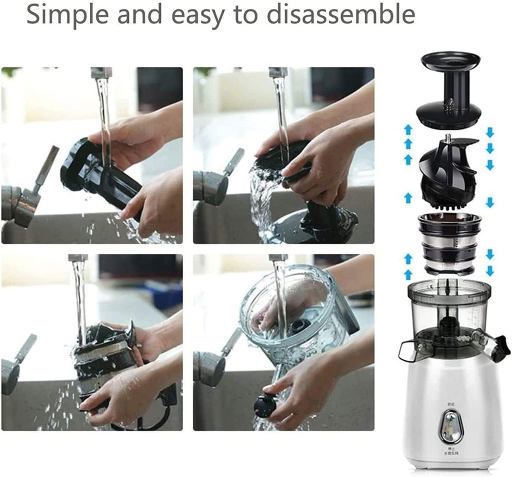 Slow Juicer Machine, Cold Press Juicer with Reverse Function, Easy to Clean, 98% Juice Yield, for Fruits & Vegetables, Includes Brush & Recipes