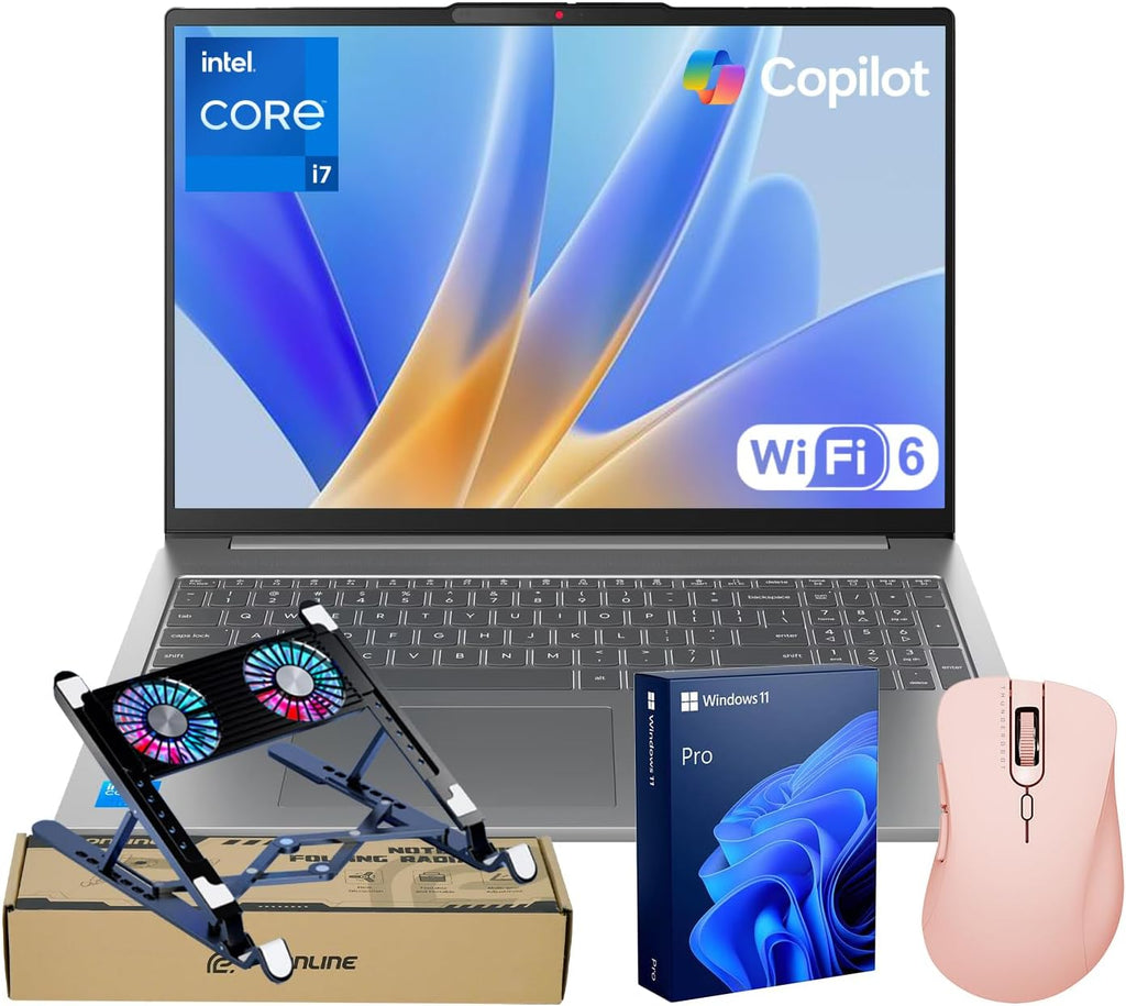 Lenovo IdeaPad Slim 3 Business Laptop, 15.3' FHD+ 1920×1200, Intel Core i7-13620H, 8GB DDR5 RAM, 512GB SSD, Wi-Fi 6, W11P, AI & Copilot Enabled PC, Bundle with PCO Laptop Cooler & Thunderobot Mouse