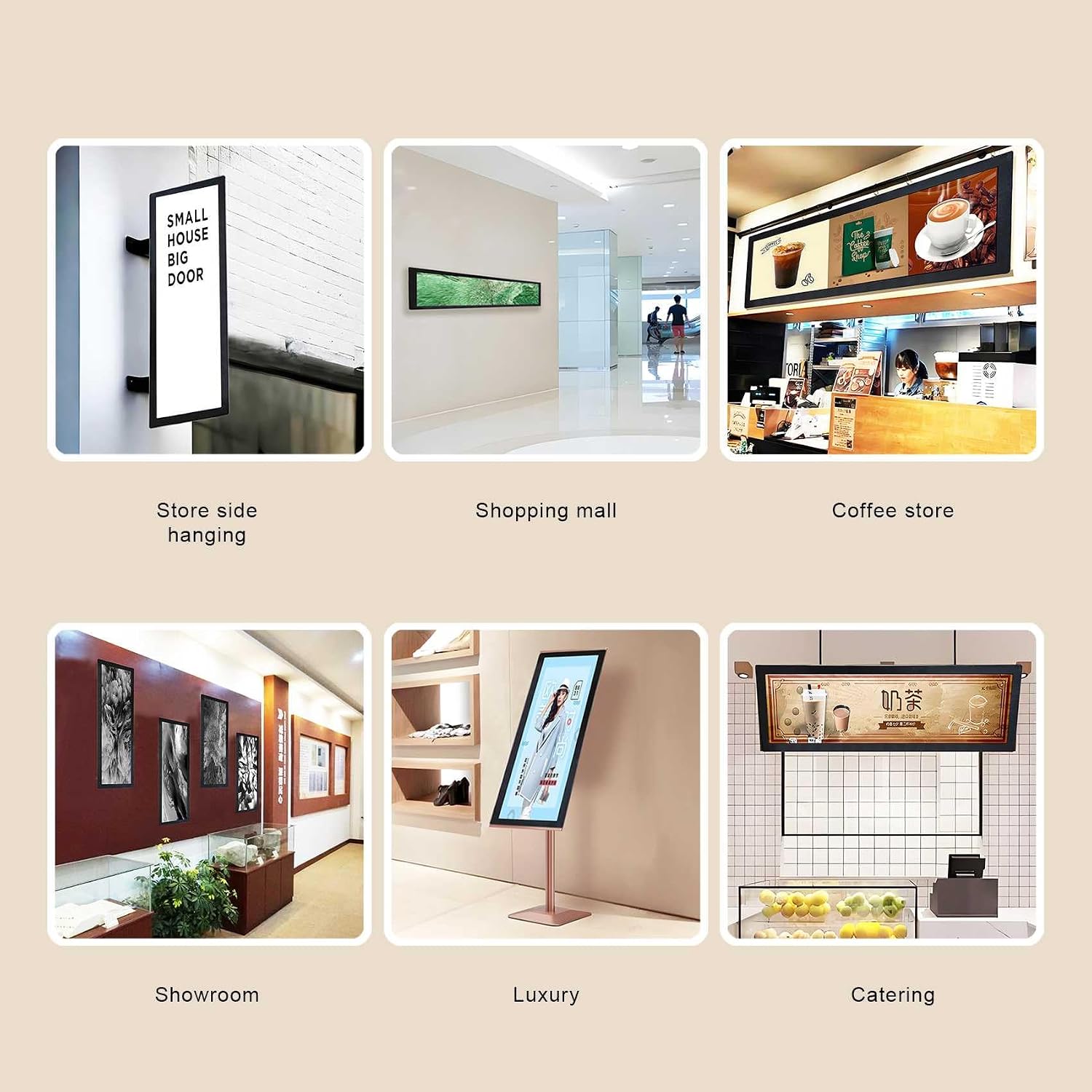 VSDISPLAY 28.6 Inch Digital Signage Commercial Display Advertising LCD Monitor Android7.1 IPS Screen 1920x540 for Store Supermarket Exhibition Marquee Display