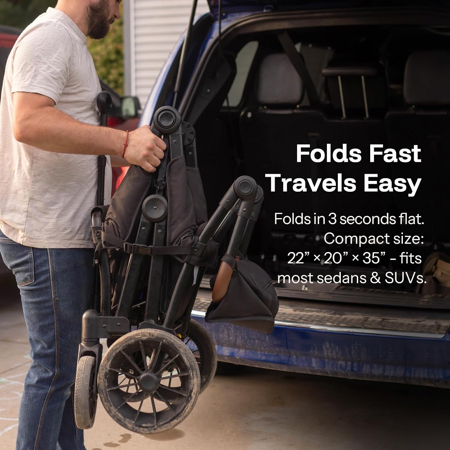 HARPPA All-Terrain Wagon Stroller for 2 Kids, Foldable Outdoor & Beach Stroller Wagon with Removable Canopy, Adjustable Push & Pull Handle, Footwell & Large Storage, Grey