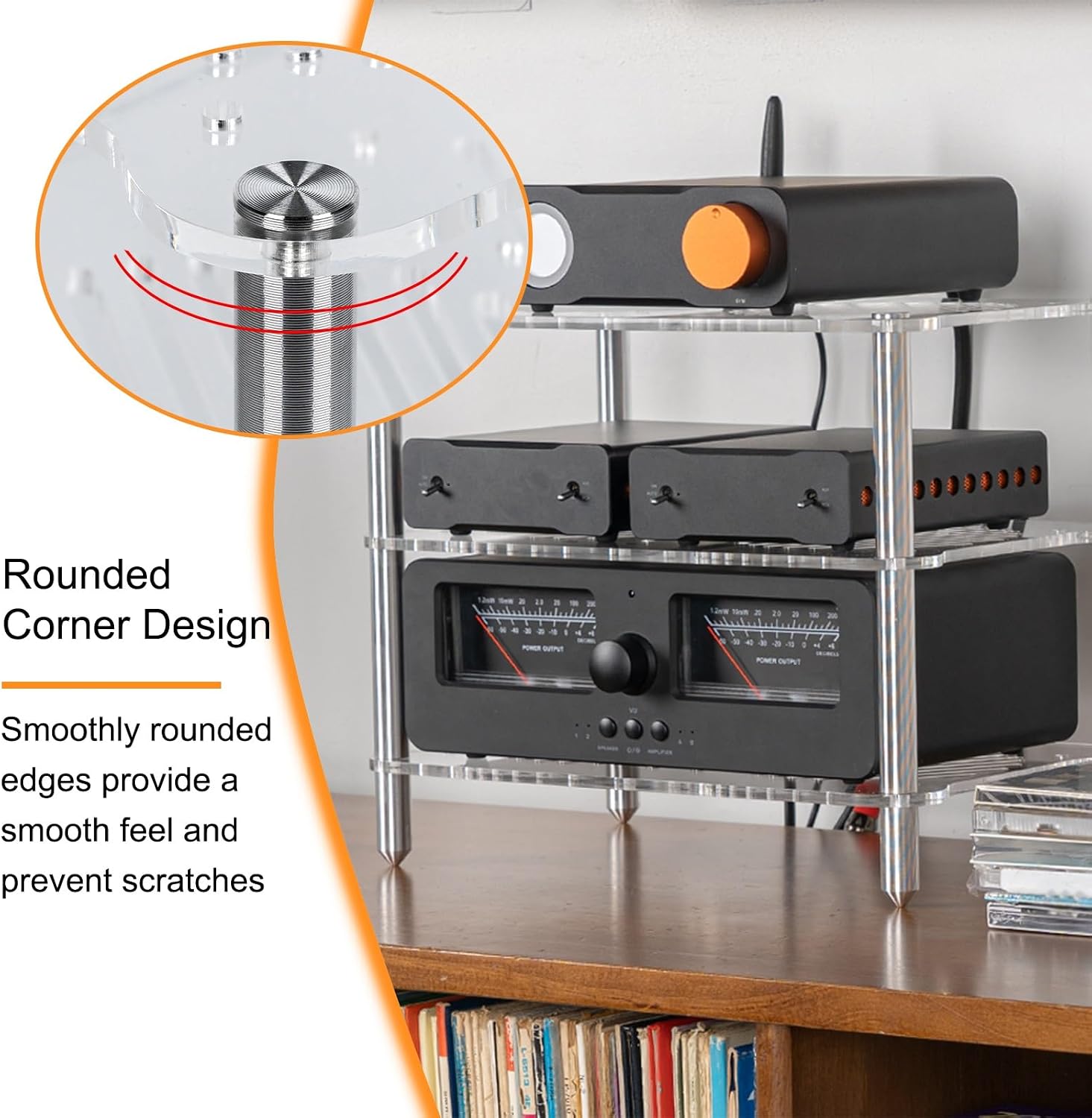 3-Tier AV Media Stand Corner Shelf Multifunctional Entertainment Center, AV Equipment Cabinet Display Stand, Audio Storage Rack for Living Gaming Room