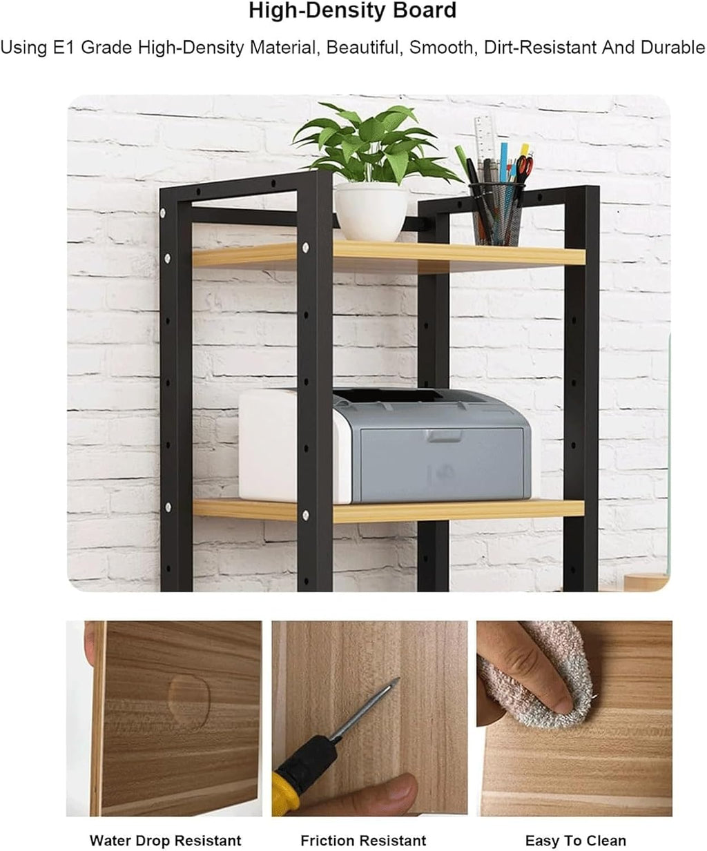 Audio Rack Movable Stereo Rack Adjustable Audio Equipment Rack Audio Open AV Stand Wooden with Wheels HiFi Rack Audio-Video Shelving(Nero,5 Tier)