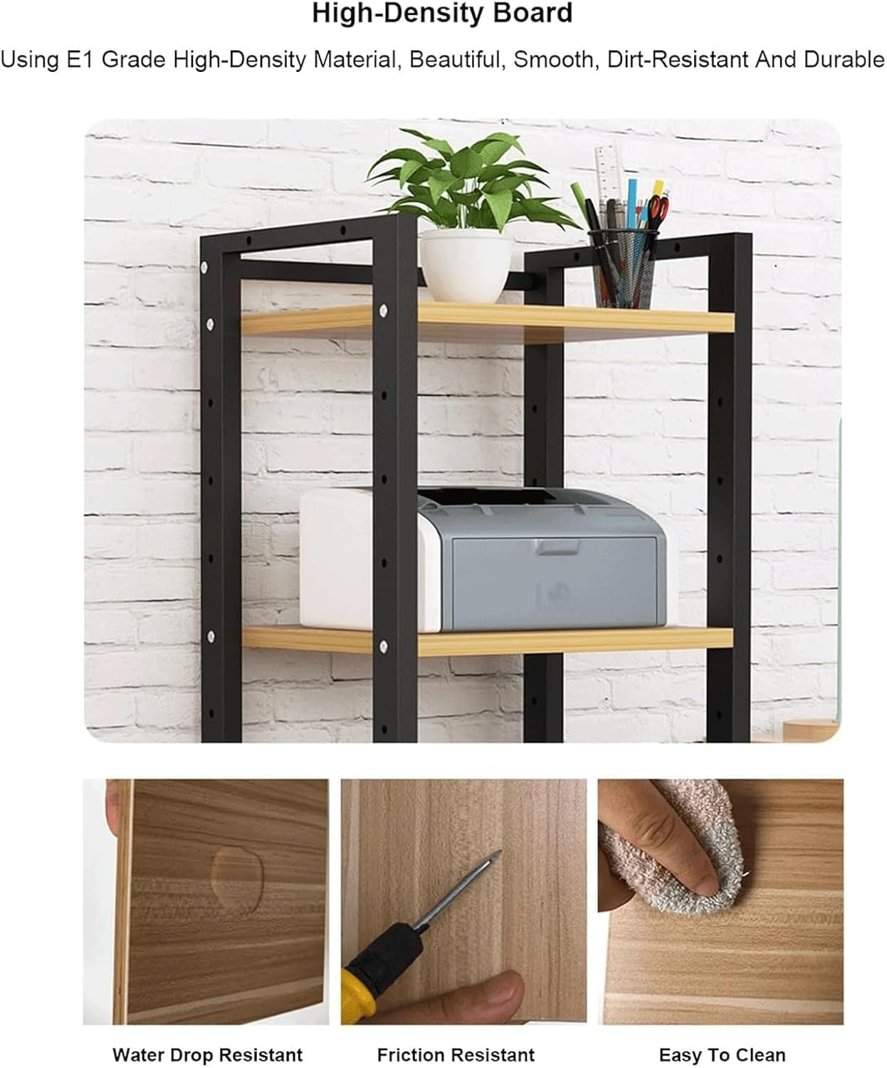 Audio Rack Movable Stereo Rack Adjustable Audio Equipment Rack Audio Open AV Stand Wooden with Wheels HiFi Rack Audio-Video Shelving(Nero,5 Tier)