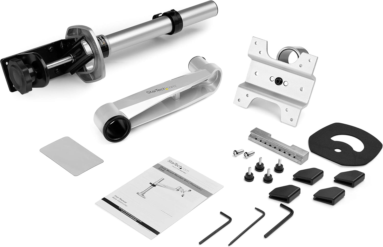 StarTech.com Desk Mount Monitor Arm, for UHD, iMac and Apple Thunderbolt Displays up to 49' (30.9lb/14kg), Articulating Height Adjustable Single Monitor Pole Mount, Clamp or Grommet Base, TAA