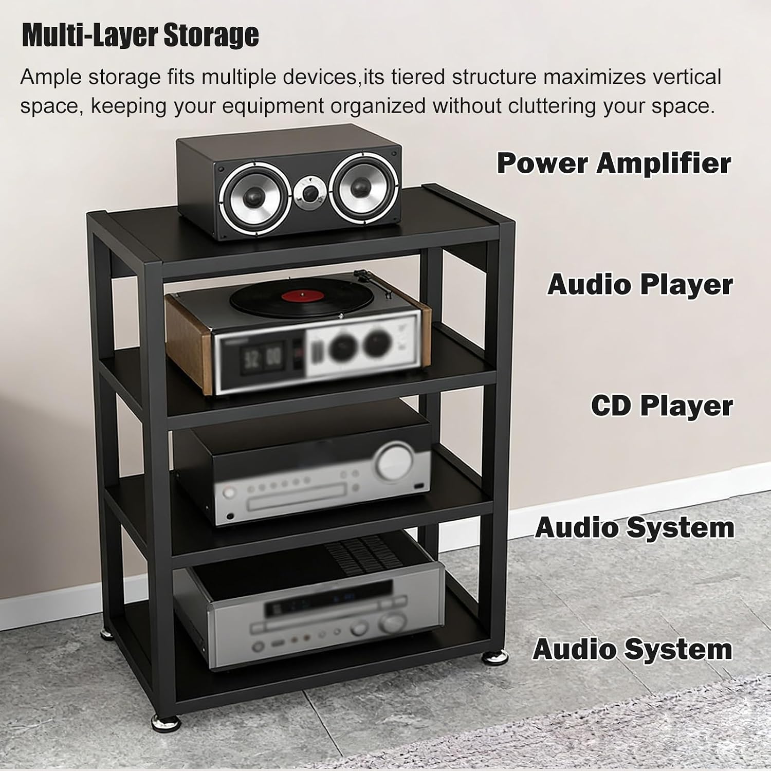 YLLFFLL Small Audio Component Rack Tower Media Stereo Stand Equipment Shelf 2 Layer, Modern Audio Stands and Cabinets for Studio, Standing Game Console Shelf(#2,H 40CM(15 7/10IN))