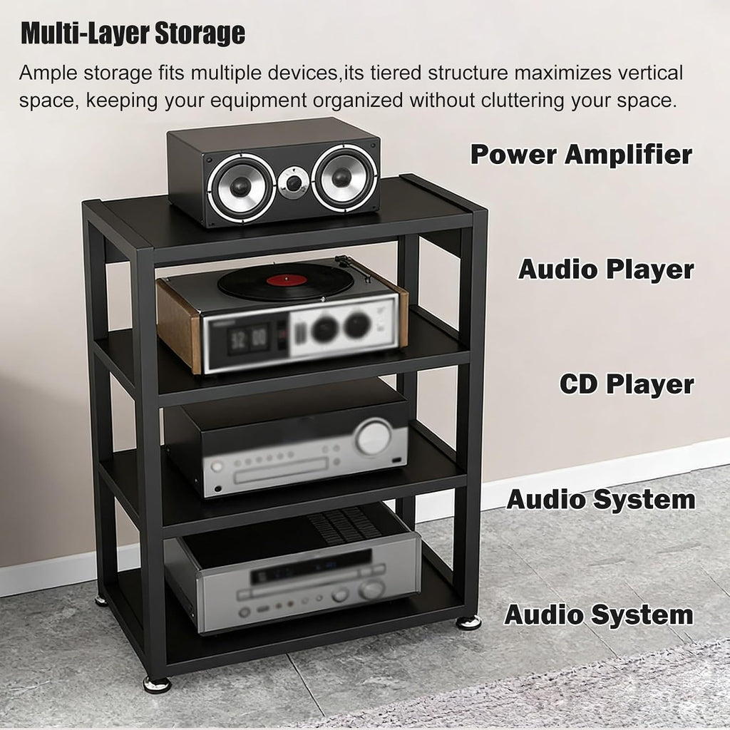 YLLFFLL Small Audio Component Rack Tower Media Stereo Stand Equipment Shelf 2 Layer, Modern Audio Stands and Cabinets for Studio, Standing Game Console Shelf(#2,H 35CM(13 4/5IN))