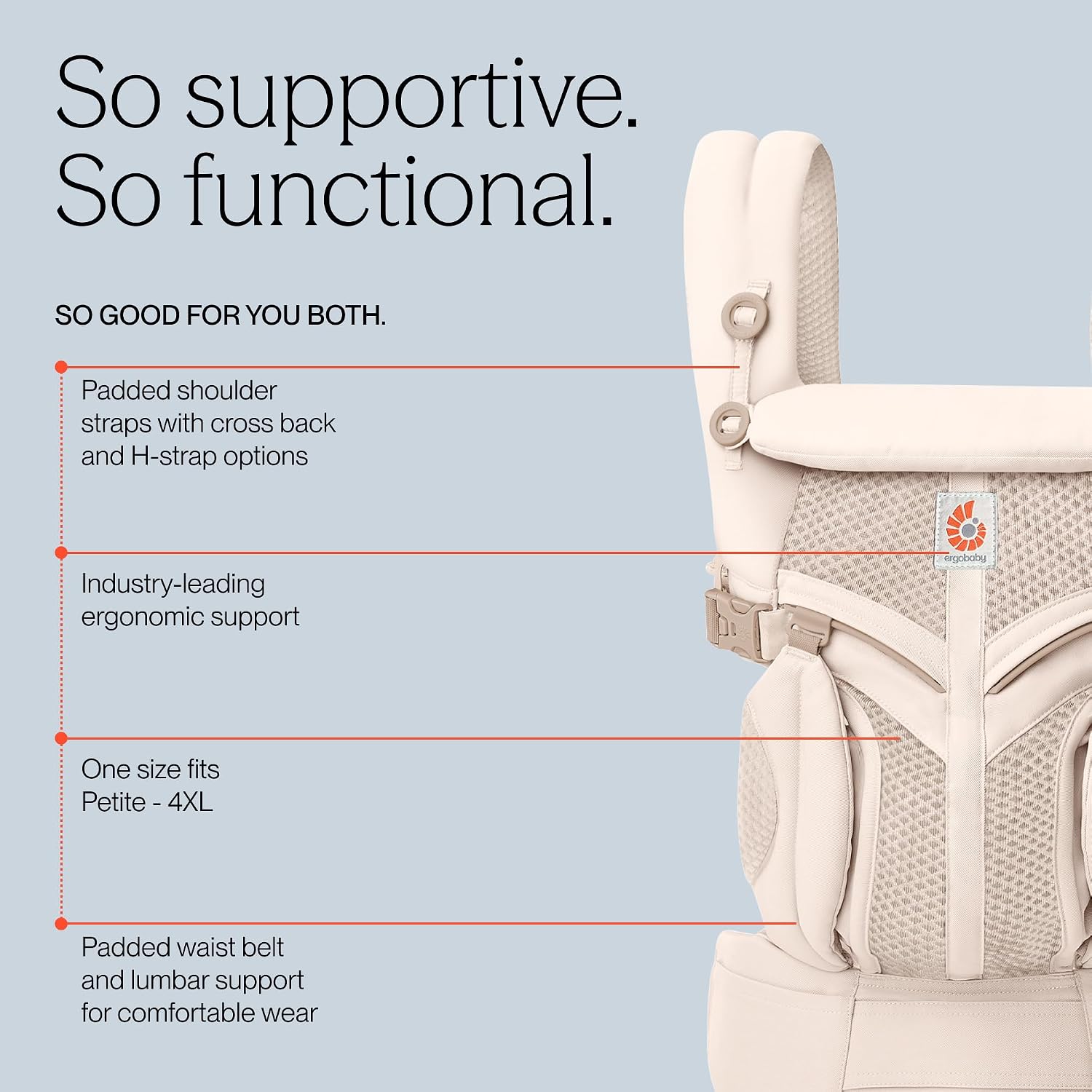 Ergobaby Omni Classic Baby Carrier for Newborn to Toddlers 0-48 Months (7-45 lbs) - 4-Position Breathable Mesh Baby Carrier with Ergonomic Support - One Size