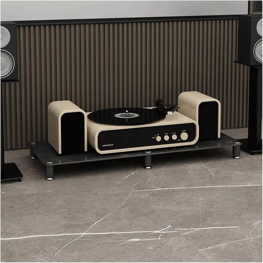Audio Rack Stereo Rack Audio Equipment Rack Audio Open Rack Cabinet HiFi Rack Audio-Video Shelving with Stone Plate and Carbon Steel(Nero,1 Tier)