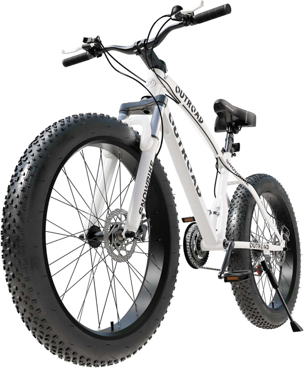 26' Fat Tire Mountain Bike with 4 inch Knobby Tires, 21 Speed MTB with Dual Disc Brake for Adults, Anti-Slip Bicycle, Black, White, Blue&Purple