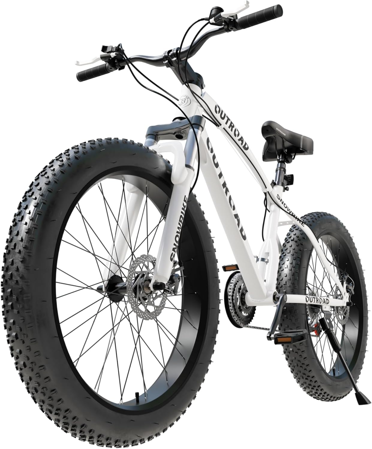 26' Fat Tire Mountain Bike with 4 inch Knobby Tires, 21 Speed MTB with Dual Disc Brake for Adults, Anti-Slip Bicycle, Black, White, Blue&Purple