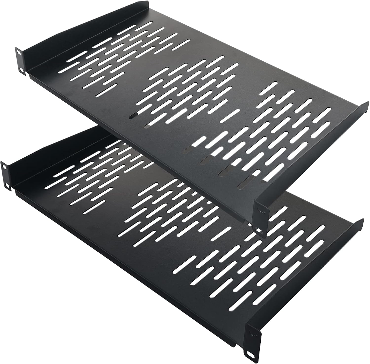 RIVECO 18U Stereo & Server Rack with Caster Wheels, Rolling Network Cabinet, Open Frame Rack for 19-inch Audio Video Music Recording & IT Equipment Lifting Handle & 1U 10' Rack Shelves 2PCS