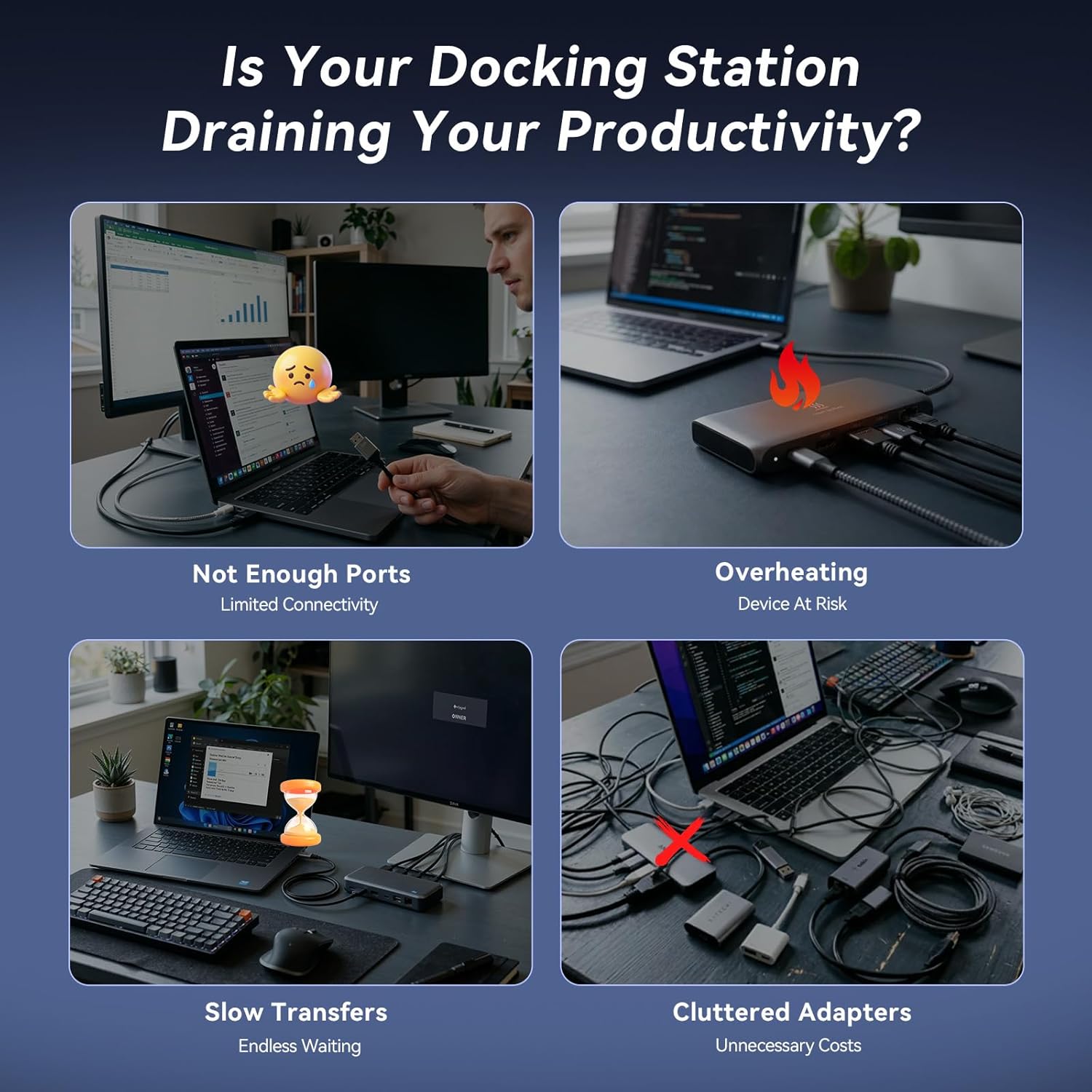 TobenONE DisplayLink Docking Station 3 Monitors with 120W Power Adapter, Triple 4K Display for MacBook Pro/Air, Thunderbolt 4/3, USB-C Windows(3X HDMI, 3X DP, 2xUSB-C, 4xUSB 3.2, SD/TF)