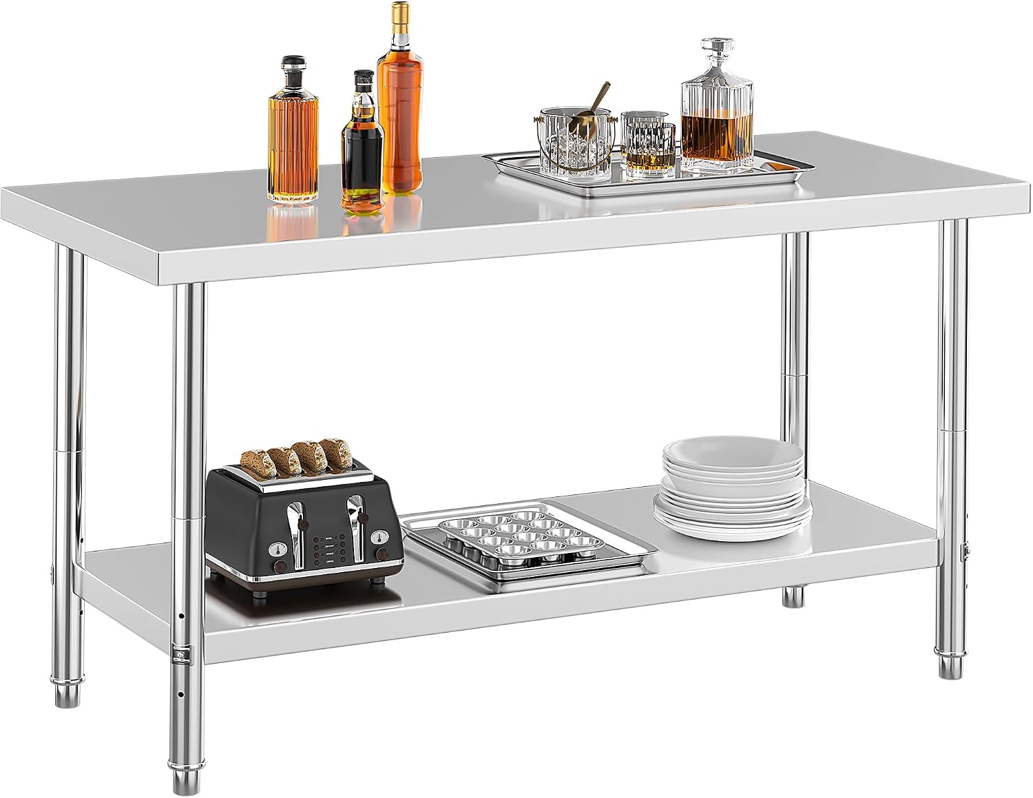 YITAHOME NSF Stainless Steel Table, 60' X 24' Worktable w/Undershelf, Heavy Duty Prep Workstation for Home Kitchen Commercial Restaurant Garage Warehouse Outdoor