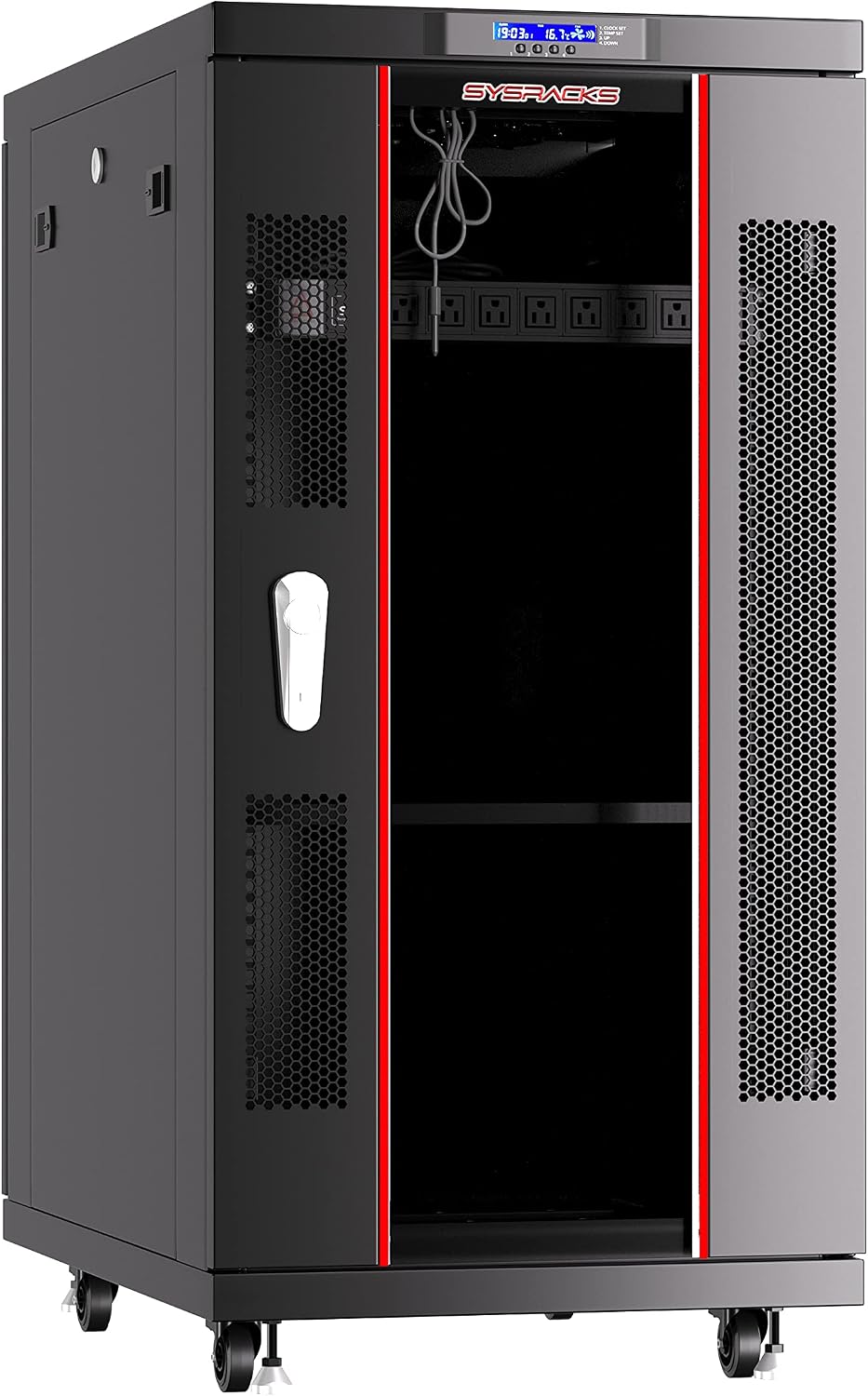 27U Home Server Rack Cabinet – 19' Floor Standing Network Rack, 39' Deep Homelab Rack with Locking Glass Door, Cooling Fans, PDU & Shelf for NAS, Router, Switch and AV Equipment
