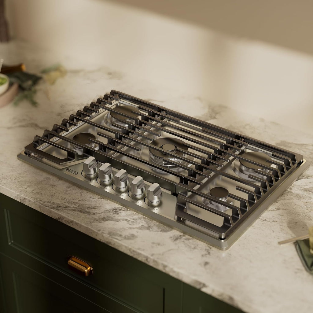 Empava 30-Inch Gas Stove Cooktop - with 5 Italy SABAF Sealed Burner NG/LPG Convertible in Stainless Steel