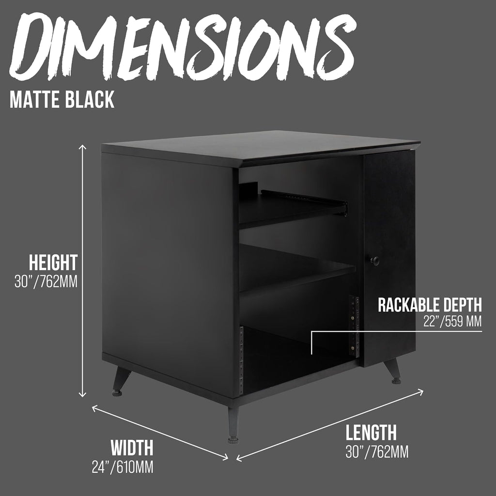 Gator Frameworks Elite Furniture Series Sidecar Cabinet with with Configurable Rack Space & Shelving, Black Finish (GFW-ELITESIDECAR-BLK)