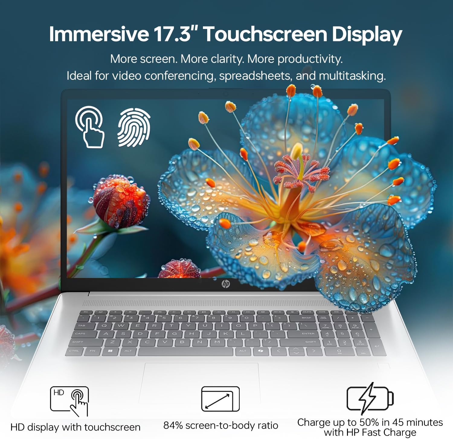 HP Business Copliot AI Business Laptop, 17.3' Touchscreen, Intel Core i5-1334U, 16GB RAM, 1TB SSD, Wi-Fi 6, Win11 Home, Backlit Keyboard, Webcam, Fingerprint Reader, Bundle with PCO Laptop Cooler