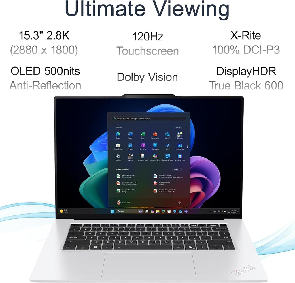 Lenovo ThinkPad X9 15 Aura Edition Business AI Laptop (15.3' 2.8K OLED Touchscreen, Intel Core Ultra 7 258V, 32GB DDR5, 1TB SSD) Copilot+ PC, Ultrathin, Backlit, Win 11 Pro, White (Next Gen X1 carbon)