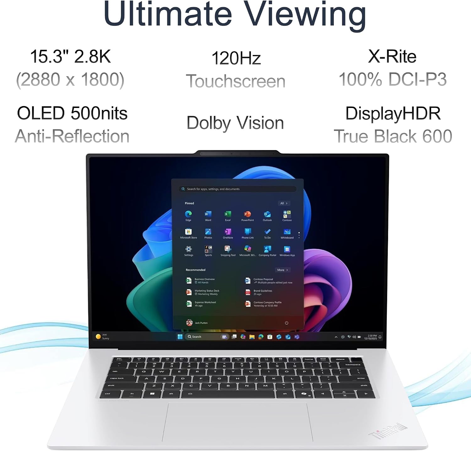 Lenovo ThinkPad X9 15 Aura Edition Business AI Laptop (15.3' 2.8K OLED Touchscreen, Intel Core Ultra 7 258V, 32GB DDR5, 1TB SSD) Copilot+ PC, Ultrathin, Backlit, Win 11 Pro, White (Next Gen X1 carbon)