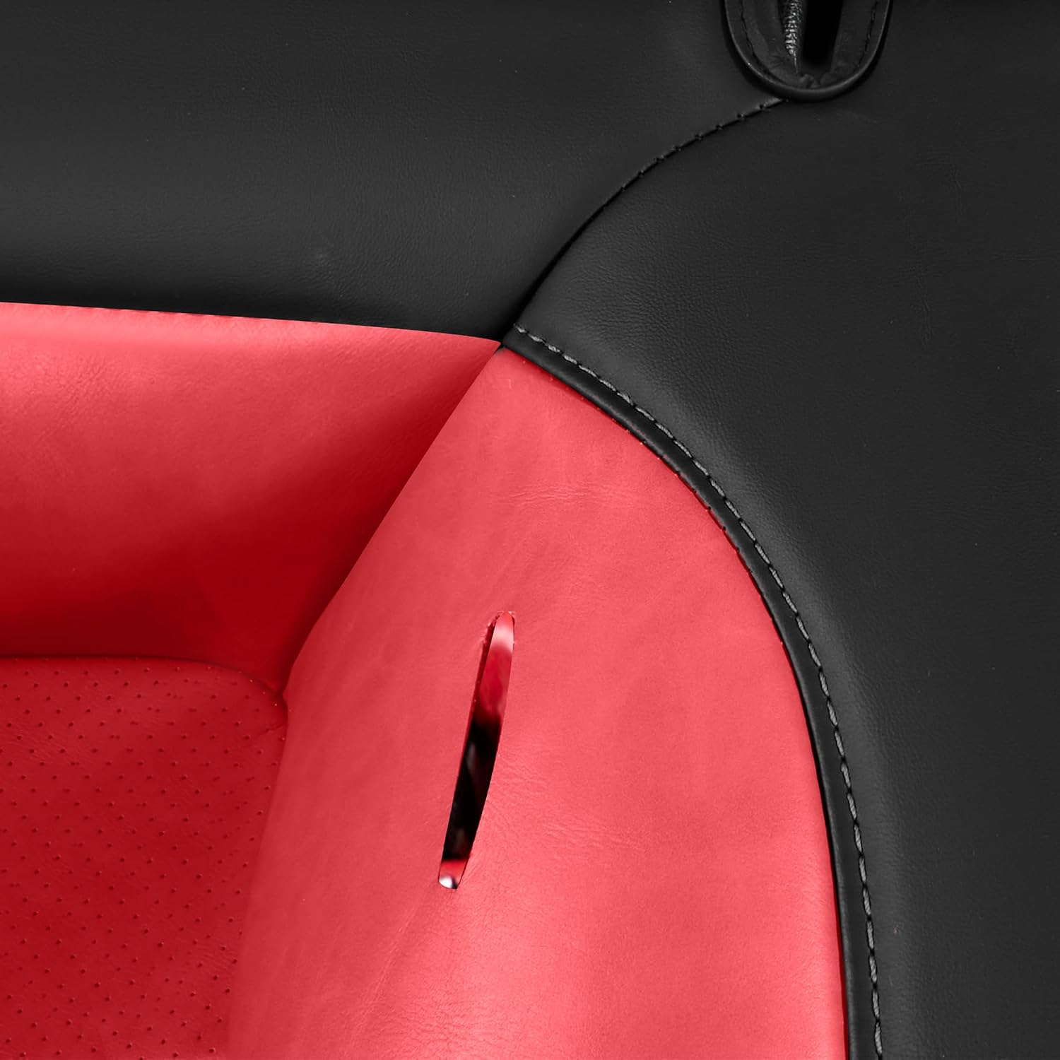 Custom Fit Ford Mustang Convertible Seat Cover 2015 2016 2017 2018 2019 2020 2021 2022 2023 2024 2025 2026, Faux Leather Car Seat Cover Full Set (Convertible-Red+Balck)
