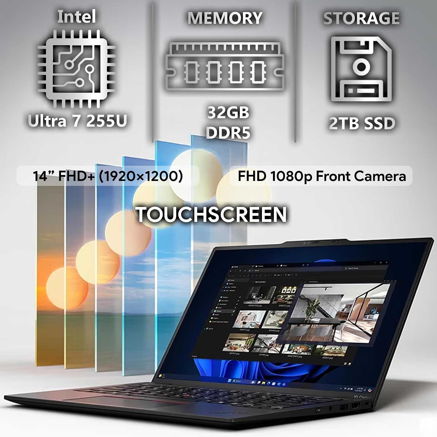 Lenovo ThinkPad X1 Carbon Gen 13 Business Laptop, Intel Ultra 7 255U, 14' FHD+ Touchscreen, 32GB DDR5 RAM, 2TB SSD PCIe, WiFi 6E + BT, Backlit Keyboard, 1080p Webcam, Windows 11 Pro - Black