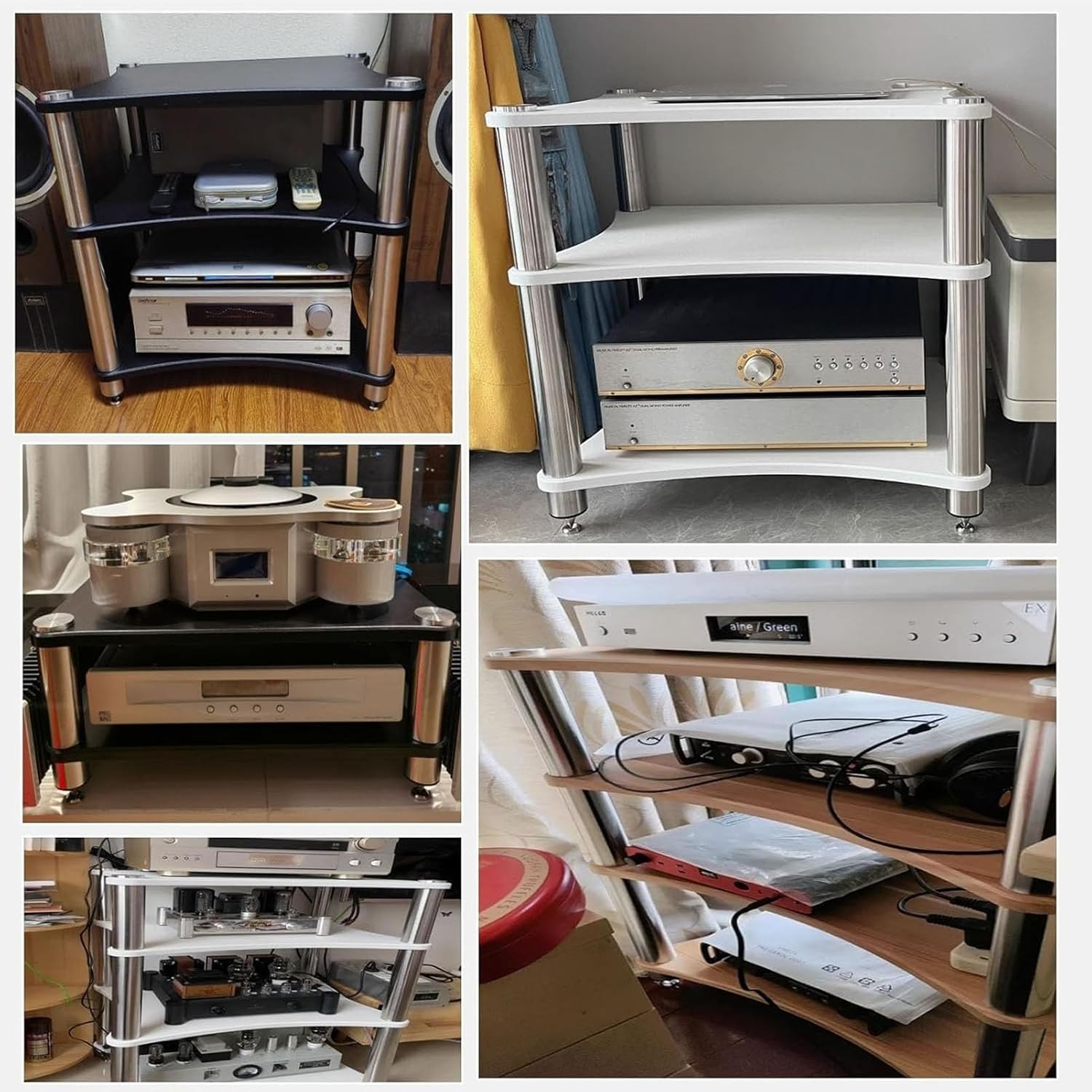 3/4/5/6-Tier Heavy Duty Audio Component Rack, Amplifier Rack Shelf/Audio-Video Shelving - Display Record Player Stereo Receiver, HiFi Audiophile Equipment Cabinet(Teak,H-10cm/3.9in)