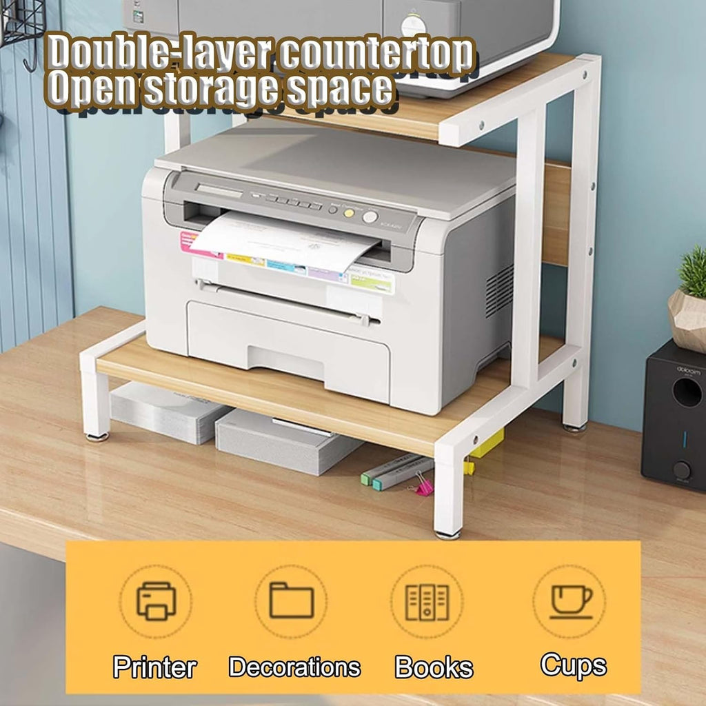 3-Tier Printer Desk Stand,Desktop Printer Stand, Printer Shelf Desk Organization，Multipurpose Printer Display，printer Table With Storage,for Home,3D Printer,Fax Machine(Black and black,60*55c