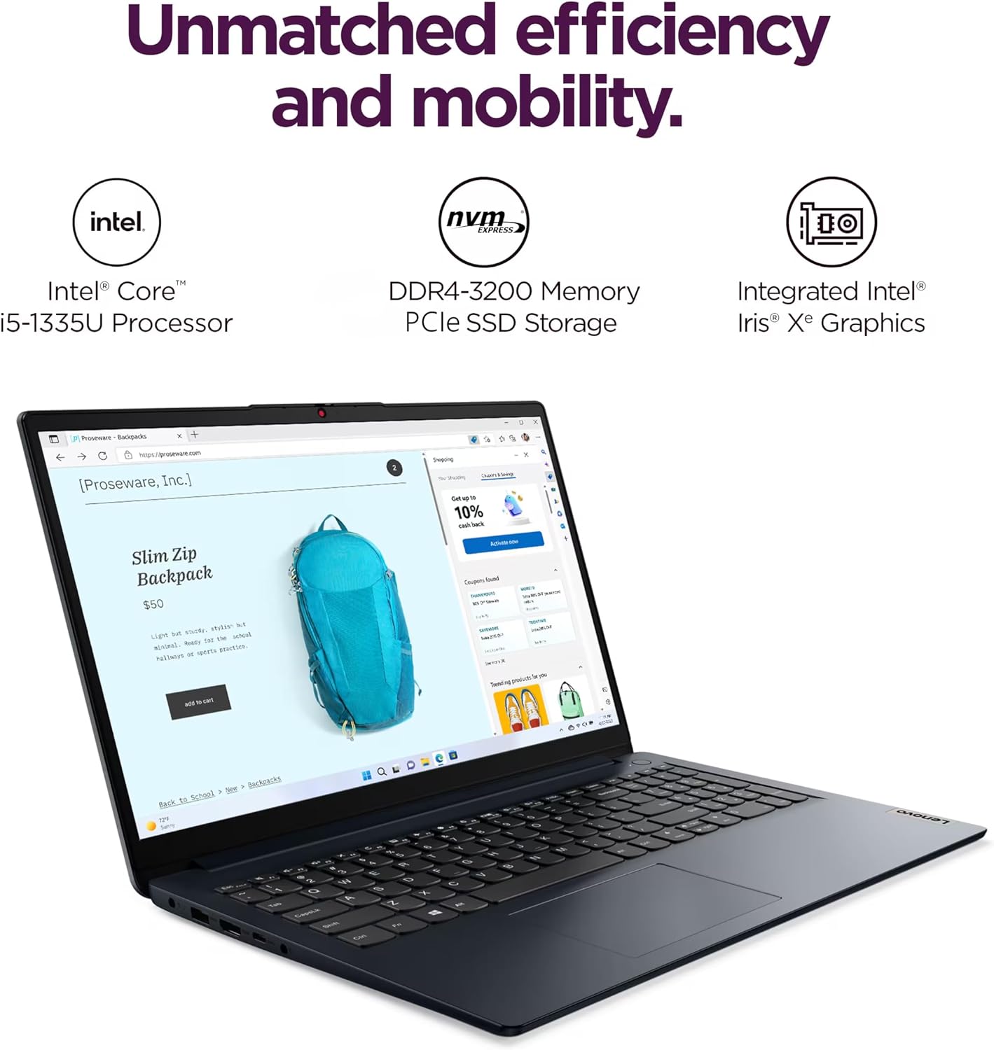 Lenovo IdeaPad 1i Laptop, 15.6' FHD Touchscreen, Intel Core i5-1335U Processor, 16GB RAM 512GB SSD, Windows 11 Pro, MS Office Lifetime with Copilot AI, Wi-Fi 6, HDMI, 8-in-1 HUB & Mouse, Blue