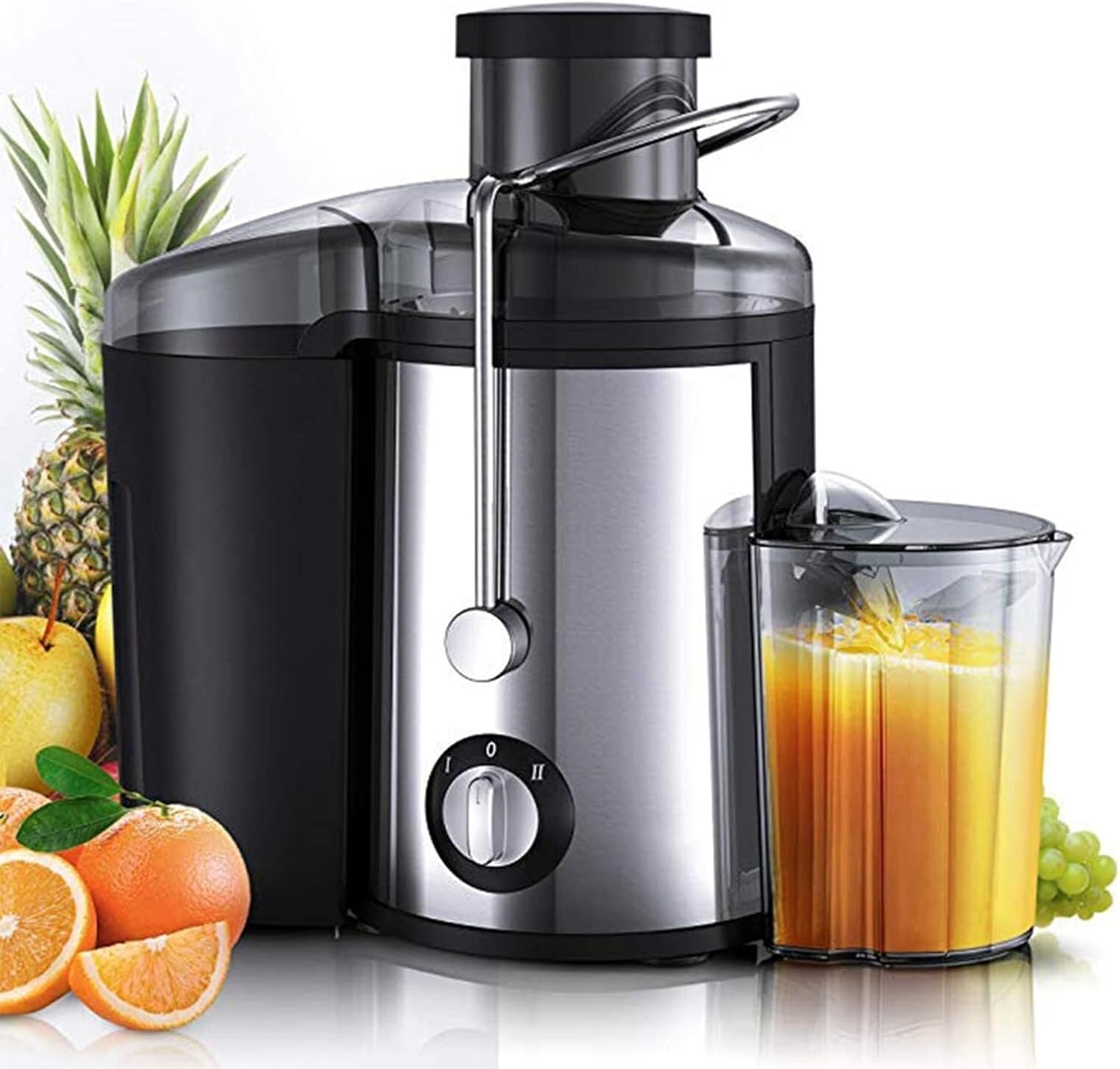 Juicer Machine 800W Electric Separation Centrifugal Orange Juice Extractor Whole Fresh Fruits And Vegetables, Easy To Clean,Stainless Steel with 2 Dual Speed