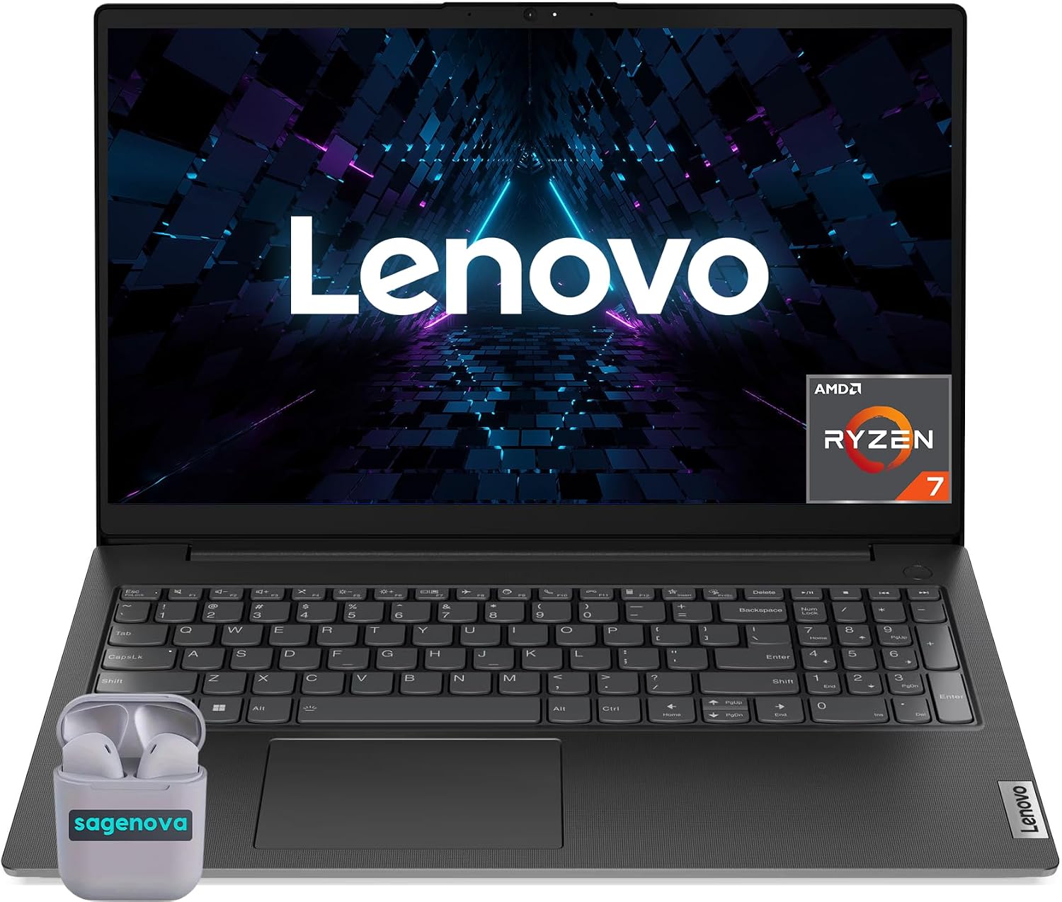 Lenovo V15 G4 Business Laptop Computer, 15.6' FHD Display, AMD Ryzen 7 7730U Processor, Windows 11 Laptop 24GB RAM 1TB SSD, SageNova Earphones, Black