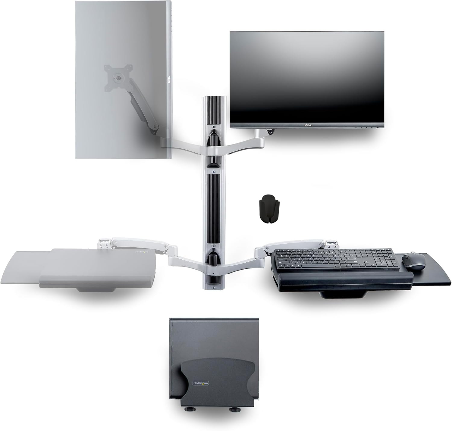 StarTech.com Wall Mount Workstation, VESA Mount for 32' Monitor (22lb/10kg), Fully Articulating Monitor Mount & Keyboard Tray, TAA