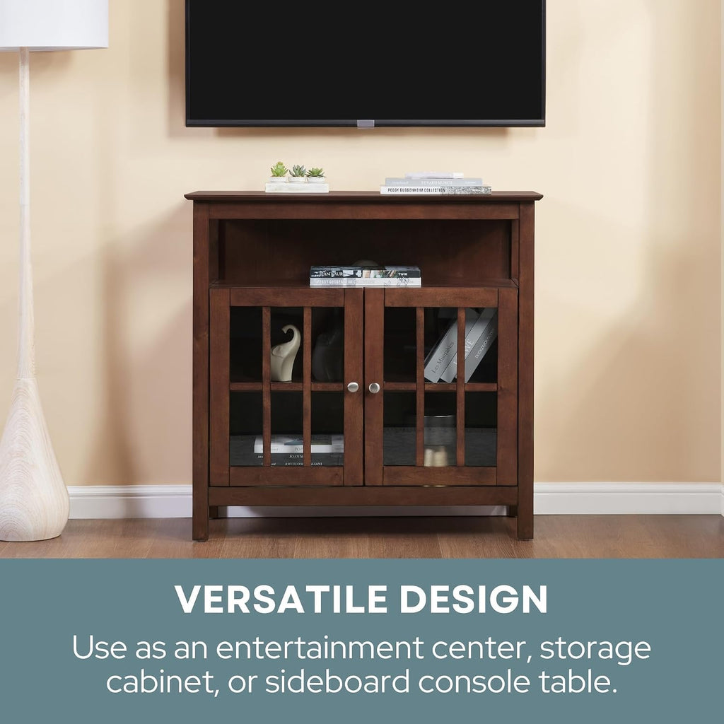 Convenience Concepts Big Sur Highboy TV Stand 36' - Modern Entertainment Center For TVs up to 40', Storage Cabinet for Dining, Living Room, & Entryway, Console Hall Table with Shelves, Espresso