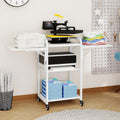 PUNCIA 3 Tier Movable Heat Press Table Foldable Heat Transfer Machine Stand Heavy Duty Rolling Workbench with Folding Table for DIY Sublimation Transfer Machine Metal Shelf Storage Organization