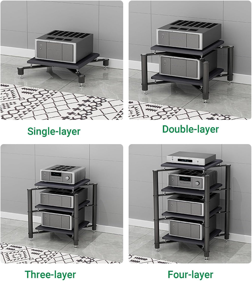 1/2/3/4-layer av Media Stand,Audio Equipment Rack,Corner Media Cabinet,Stereo Cabinet,Audio-Video Shelving,for Family Entertainment Center(Black,2-Layer)