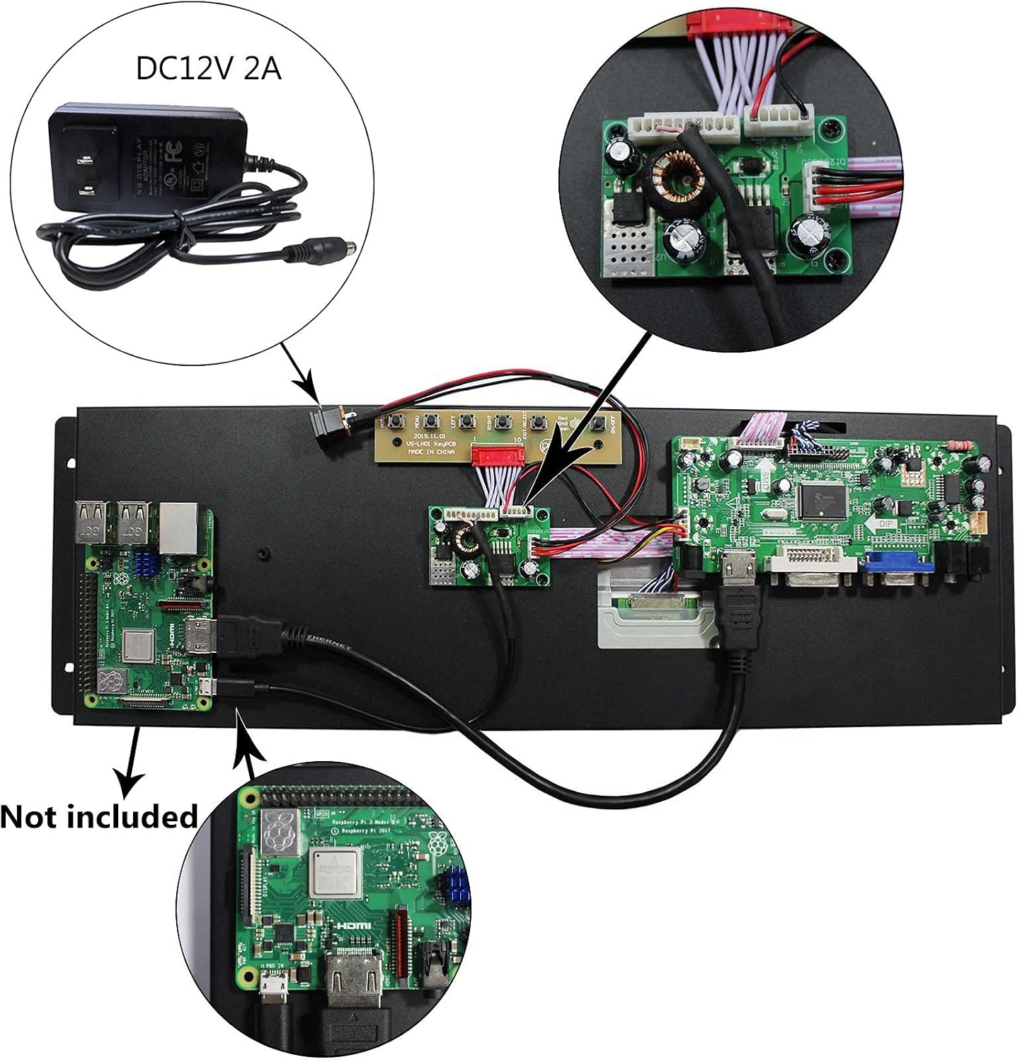 VSDISPLAY 14.9' 1280X390 LCD Screen LTA149B780F with VGA DVI Audio LVDs Controller Board 68676, Wall-Mounted,Work as Marquee Monitor, for Minor Cabinet Alterations