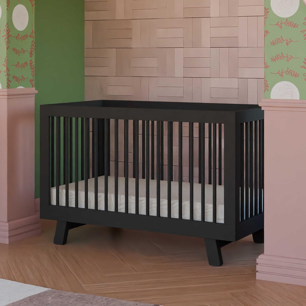 Babyletto Hudson 3-in-1 Convertible Baby Crib - GREENGUARD Gold Certified Convertible Crib to Toddler Bed & Daybed - Wooden Baby Bed with 4 Adjustable Mattress Heights - Easy to Assemble - Black
