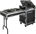 12U PA DJ Rack with DJ Table Tops, 661LBS Recording Studio Racks Audio Equipment Cabinet, Mobile Stereo Rack with Lockable Wheels for Studio/Wedding (12U)